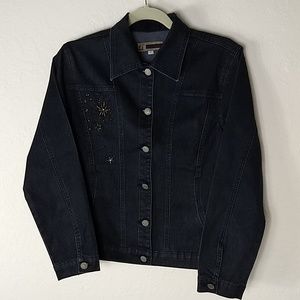 Women's Denim Jacket With Decorative Beads Petite